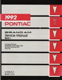 PONTIAC 1992 GRAND AM FACTORY SERVICE MANUAL SET OF 3 GENERAL MOTORS CORPORATION