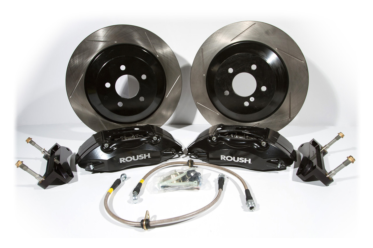 ROUSH 2005 2014 Mustang Black 4 Piston Brake Kit w/ 1 pc Rotors