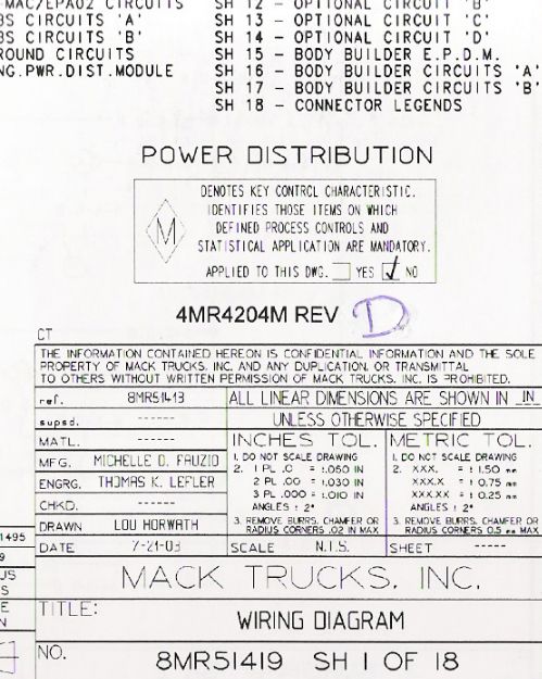 2004 - 2005 Mack Wiring Diagram Chassis CT