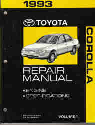 1993 Toyota Corolla Factory Service Repair Manual - 2 Vol. Set