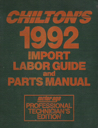 1988 - 1992 Chilton's Import Labor Guide & Parts Manual