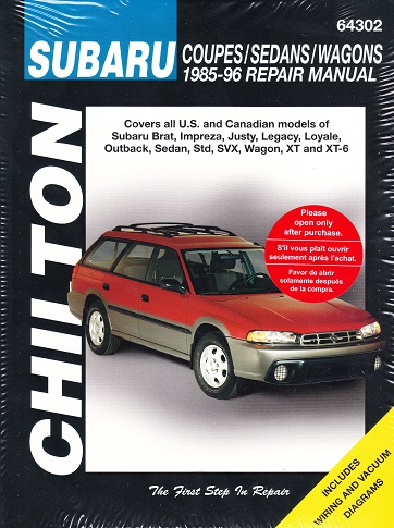 1985 - 1996 Subaru Coupes, Sedans & Wagons Chilton's Repair Manual