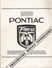 1986 Pontiac Fiero Preliminary Service Manual
