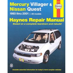 1993 - 2001 Mercury Villager & Nissan Quest, Haynes Repair Manual 