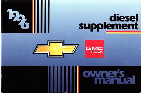 1996 GMC Truck Diesel Supplement Owner's Manual