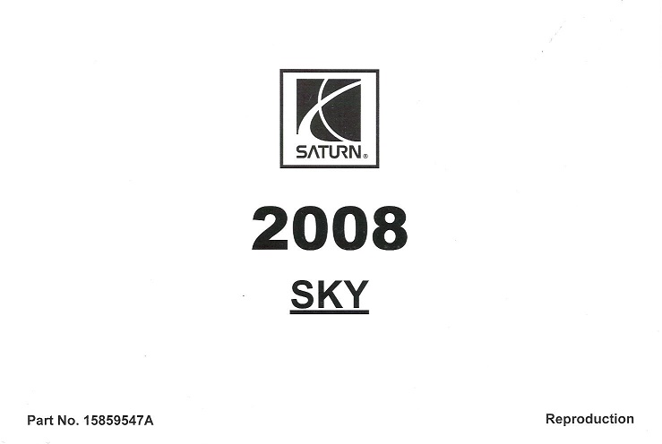 2008 Saturn Sky Owner's Manual Portfolio