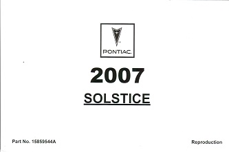 2007 Pontiac Solstice Owner's Manual 