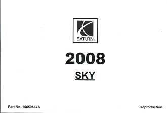 2008 Saturn Sky Owner's Manual