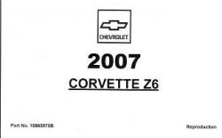 2007 Chevrolet Corvette Factory Owner's Manual