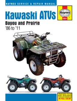 1986 - 2011 Kawasaki Bayou 220, Bayou 300 & Prairie 300 ATV Haynes Repair Manual