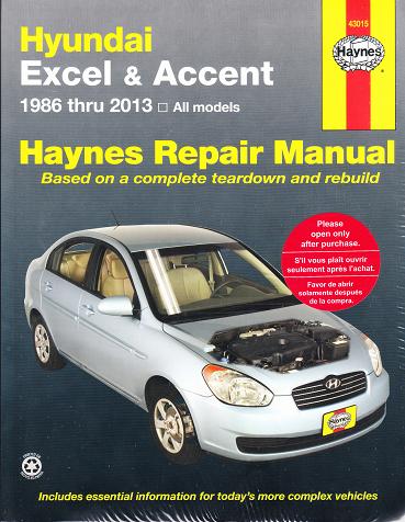 1986 - 2013 Hyundai Excel & Accent Haynes Repair Manual 