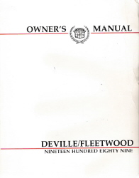 1989 Cadillac Deville & Fleetwood Owners Manual