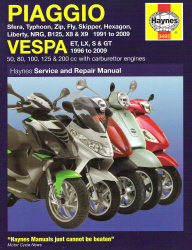 1991 - 2009 Piaggio and 1996 - 2009 Vespa Scooters Haynes Repair Manual