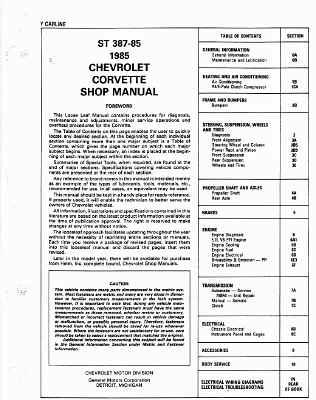 1985 Chevrolet Corvette Factory Service Manual