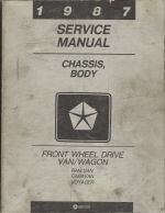 1987 Dodge Front Wheel Vans / Wagons- Ram Van, Caravan & Plymouth Voyager Factory Service Manual