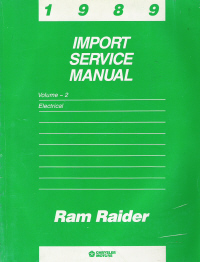 1989 Dodge Colt Station Wagon Electrical Import Service Manual Volume 2 - Softcover