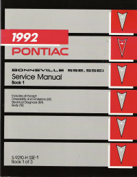 1992 Pontiac Bonneville SSE, SSEi Service Manual - Volume 1, 2 & 3
