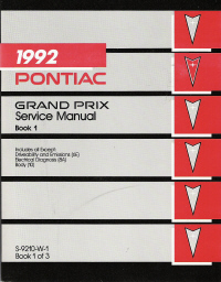 1992 Pontiac Grand Prix Service Manual - Volume 1, 2 & 3