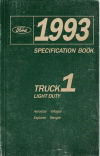 1993 Ford Aerostar, Villager, Explorer, Ranger Truck Light Duty Specification Book
