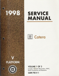 1998 Cadillac Catera (V Platform) Service Manual - 3 Volume Set