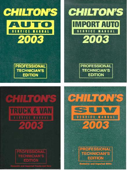 1999 - 2003 Chilton's Pro Service Manuals - 4 Volume Set