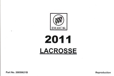 2011 Buick LaCrosse Factory Owner's Manual Portfolio