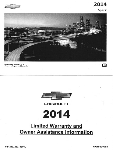 2014 Chevrolet Spark Gas Models Factory Owner's Manual Portfolio