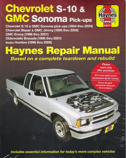 1994 - 2005 GM S10 Pickup Blazer Jimmy Bravada Hombre Haynes Manual