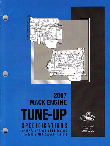 Mack Truck 2007 Engine Tune-Up Specifications