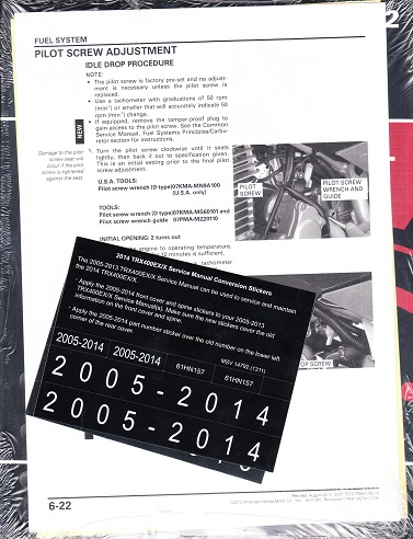 2005 - 2014 Honda TRX400EX/X Factory Service Manual - OEM