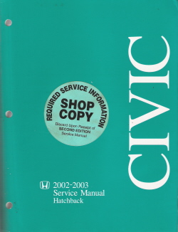 2002 - 2003 Honda Civic Hatchback Factory Service Manual