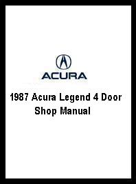 1987 Acura Legend 4 Door Shop Manual