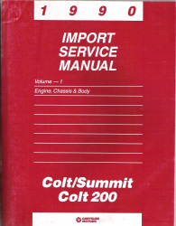 1990 Dodge Colt, Summit & Colt 200 Import Service Manual - 2 Volume Set