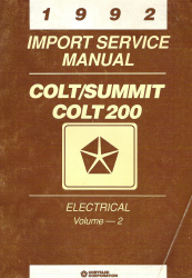 1992 Chrysler Colt, Summit, and Colt 200 Factory Service Manual - 2 Volume Set