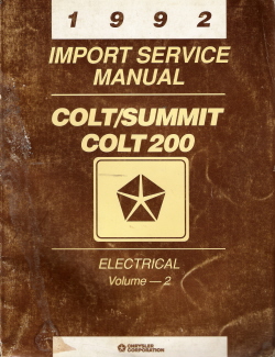 1992 Colt/Summit Colt 200 Electrical Import Service Manual Volume - 2