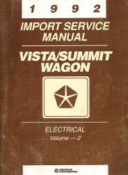 1992 Chrysler Vista/Summit Wagon Factory Import Service Manual - 2 Volume Set