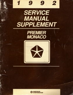 1992 Eagle Premier / Dodge Monaco Service Manual Supplement