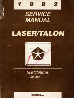 1992 Plymouth Laser / Eagle Talon Electrical Service Manual Volume - 2