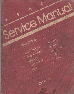 1984 Chrysler / Dodge / Plymouth  Front Wheel Drive Passenger Vehicles Service Manual