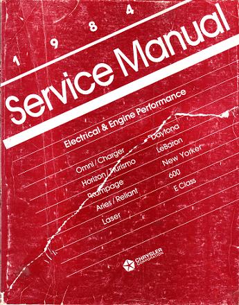 1984 Chrysler / Dodge / Plymouth  Front Wheel Drive Cars Electrical & Engine Performance Service Manual