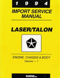 1994 Plymouth Laser & Eagle Talon Factory Service Manual - 2 Vol. Set