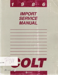 1986 Dodge Colt Factory Service Manual