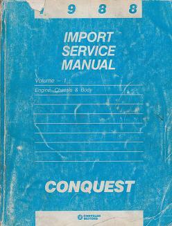1988 Chrysler / Dodge / Plymouth Conquest Import Service Manual - 2 Volume Set
