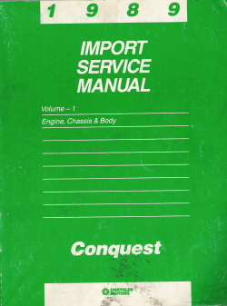 1989 Chrysler Conquest Import Service Manual 2 Vol. Set