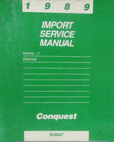 Dodge 1989 Conquest Electrical Import Service Repair Shop Manual Vol. 2