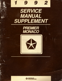1992 Chrysler Dodge Van / Wagon (RWD) Natural Compressed Gas Service Manual Supplement
