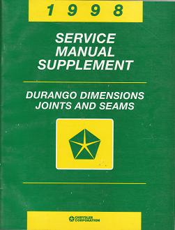 1998 Dodge Durango Dimensions, Joints and Seams Service Manual Supplement