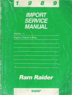 1989 Dodge Ram Raider Import Service Manual 2 Volume Set