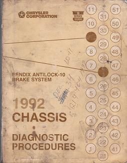 1992 Chrysler Chassis Bendix Antilock - 10 Brake System Diagnostic Procedures Manual