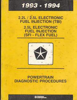 1993 - 1994 Chrysler 2.2L / 2.5L Electronic Fuel Injection (TBI) 2.5 Electronic Fuel Injection (SFI - Flex Fuel) Powertrain Diagnostic Manual